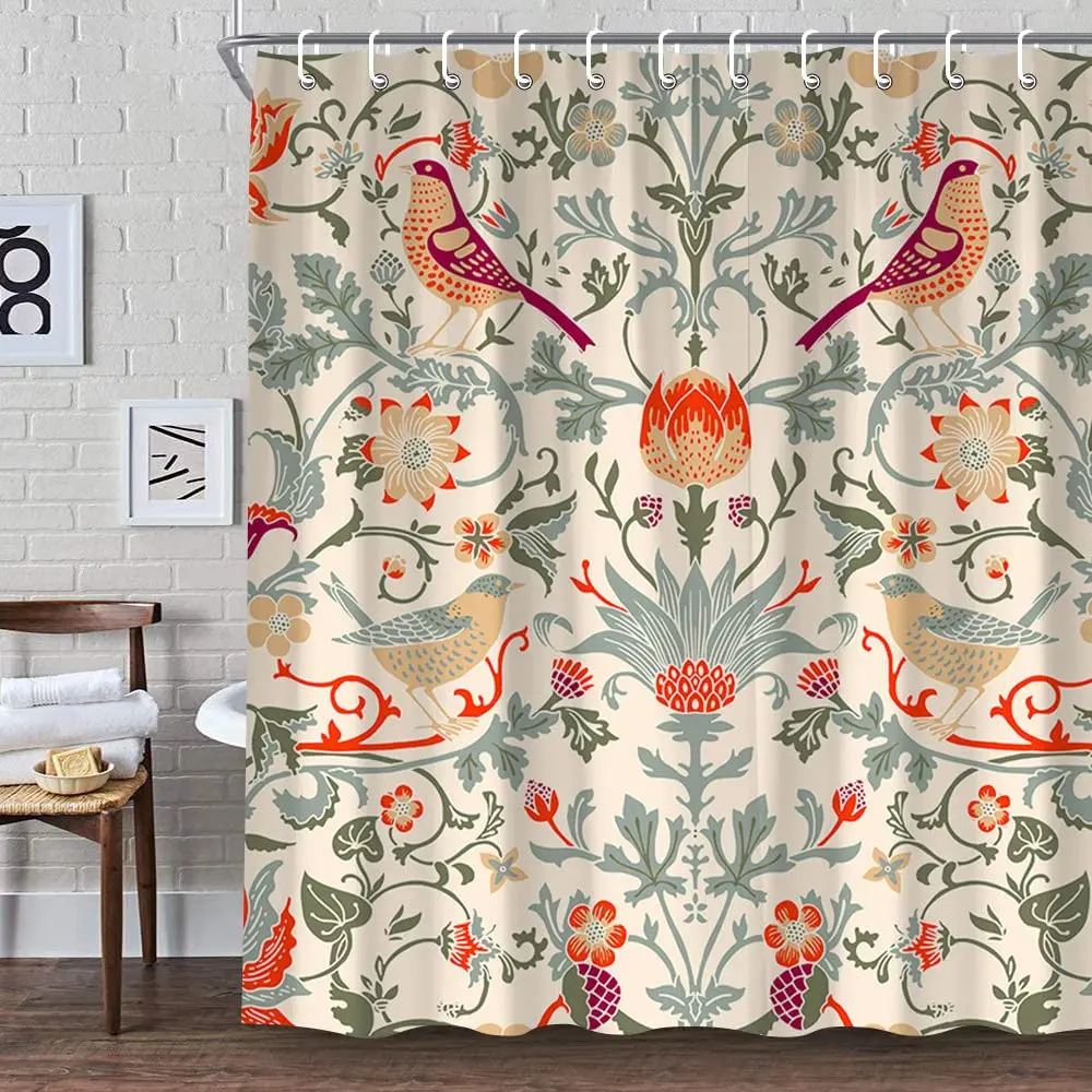 Fabric Weight Set - 윌리엄 모리스 샤워 커튼, 녹색 샤워