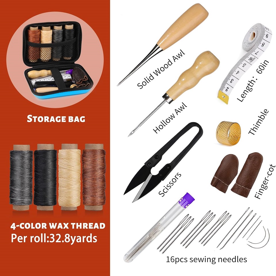 BUDDUR 가죽 재봉 도구 키트, 왁스 스레드 및 바 - Textile Sewing Kit 리뷰 및 가격