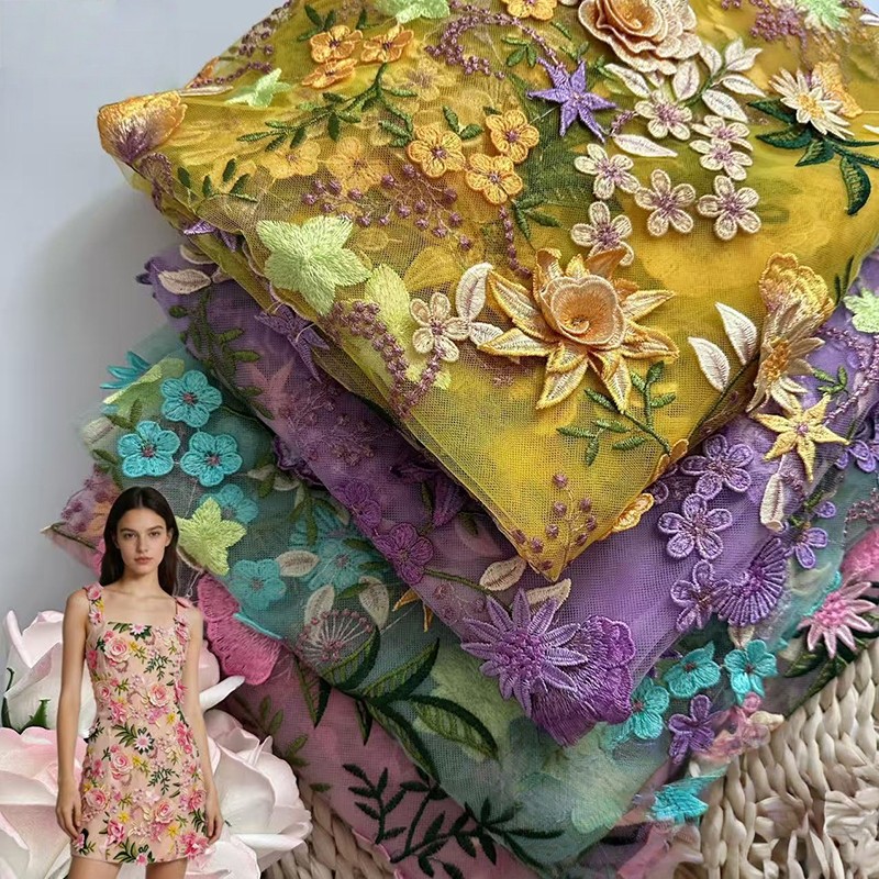 90x130cm 3D 플로럴 자수 튤 레이스 메쉬 원단 - Sewing Textiles 리뷰 및 가격